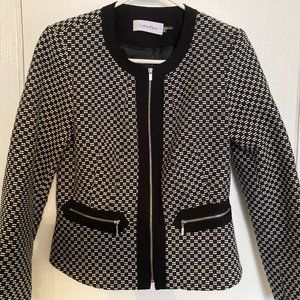 CALVIN KLEIN BLACK WHITE ZIP FRONT JACKET BLAZER
